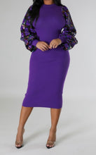 Load image into Gallery viewer, “Raenelle” Sequin Sleeve Dress-Purple
