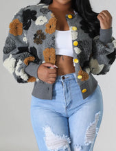 Load image into Gallery viewer, “Ariana” Floral Bomber-Gray Multi
