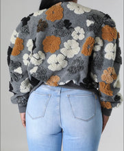 Load image into Gallery viewer, “Ariana” Floral Bomber-Gray Multi
