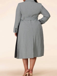 "Jackie" Houndstooth Coat with Pleated Detail