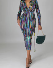 Load image into Gallery viewer, “Sade” Striped Bodycon Dress
