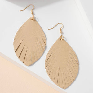 “Lizza” Leatherette Feather Earrings