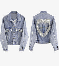 Load image into Gallery viewer, “Irene” Icy Heart Denim Jacket
