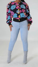 Load image into Gallery viewer, “Ariana” Floral Bomber-Navy Multi
