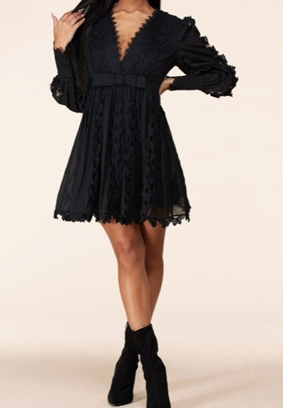 “Kai” Black Butterfly Lace Dress