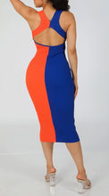 Load image into Gallery viewer, “Amaris” Colorblock Dress- Blue &amp; Orange
