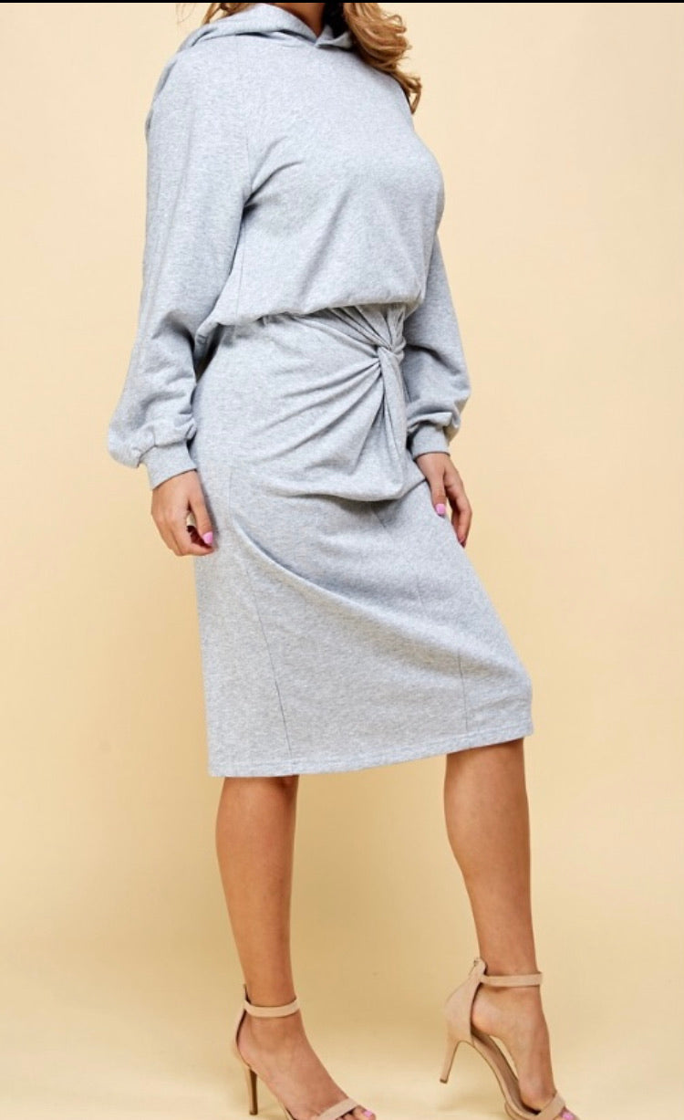 “Jacqueline” Sweatshirt Skirt Set- Grey