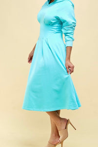 “Veda” Skater Dress with Hood-Mint