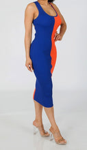 Load image into Gallery viewer, “Amaris” Colorblock Dress- Blue &amp; Orange
