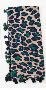 “Meilyn” Leopard Scarf- Green