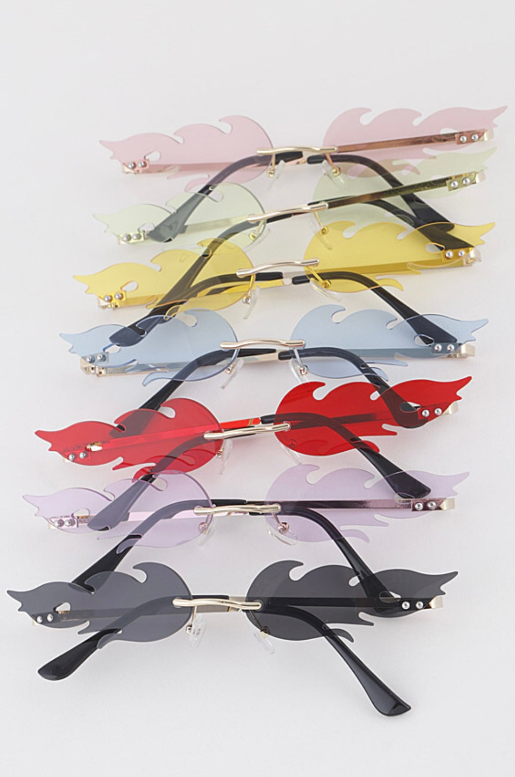 Fancy Flame- Sunglasses (Red, Yellow, Black, Blue, Pink, Green or Purple)