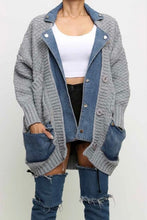 Load image into Gallery viewer, “Valencia” Sweater Coat-Grey &amp; Denim
