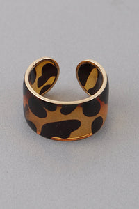 Tré Animal Print Enamel Ring- Brown