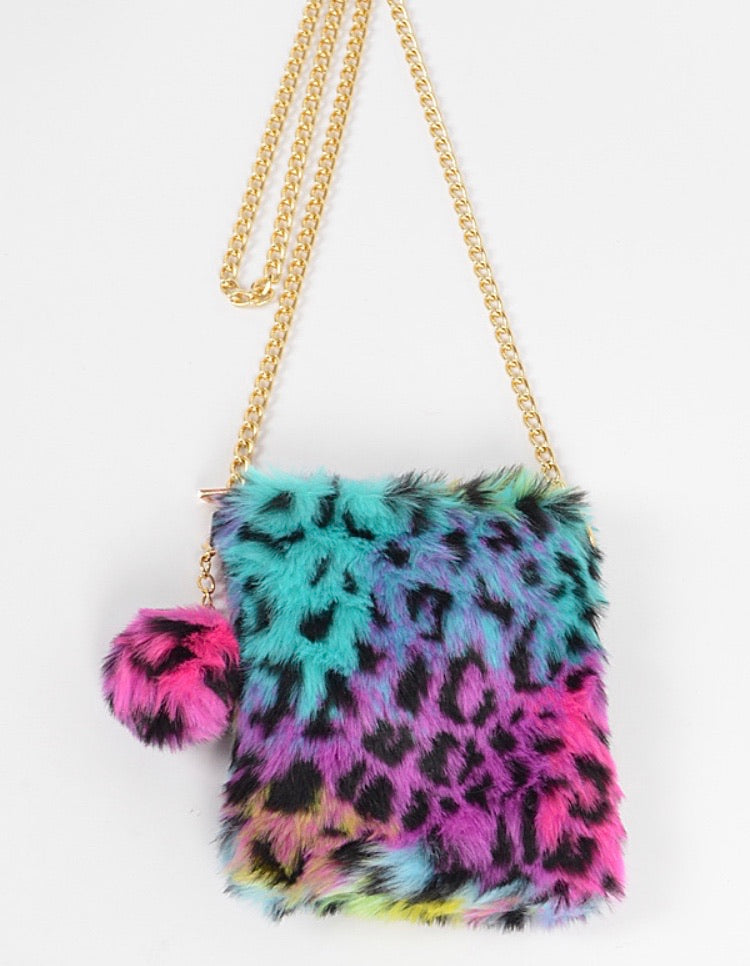 “Cynthia” Faux Fur Crossbody- Pinkalicious