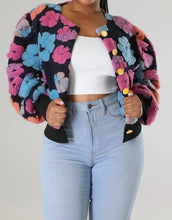 Load image into Gallery viewer, “Ariana” Floral Bomber-Navy Multi
