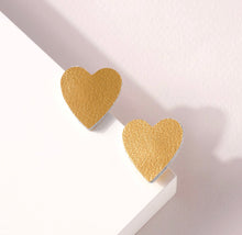 Load image into Gallery viewer, Leather Heart Stud Earrings
