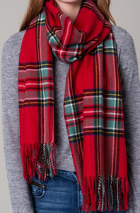 “Holly” Plaid Scarf-Red