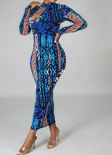 Load image into Gallery viewer, “Jazz” Blue Bodycon Dress
