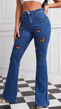 Load image into Gallery viewer, “Nia” High Waistline Denim with Butterfly Appliqué
