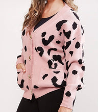 Load image into Gallery viewer, “Cindy” Animal Print Cardigan- Pink
