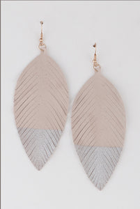 “Nicole” Suede Fringe Feather Earrings