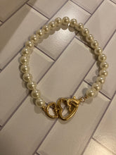 Load image into Gallery viewer, “Vanessa” Pearl Necklace with Heart Clasp
