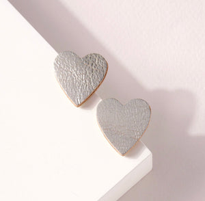 Leather Heart Stud Earrings