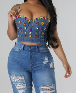 “Juel” Denim Bustier