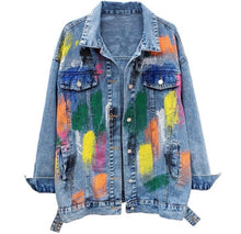 Load image into Gallery viewer, “Bianca” Painted Distressed Jacket- Restocked
