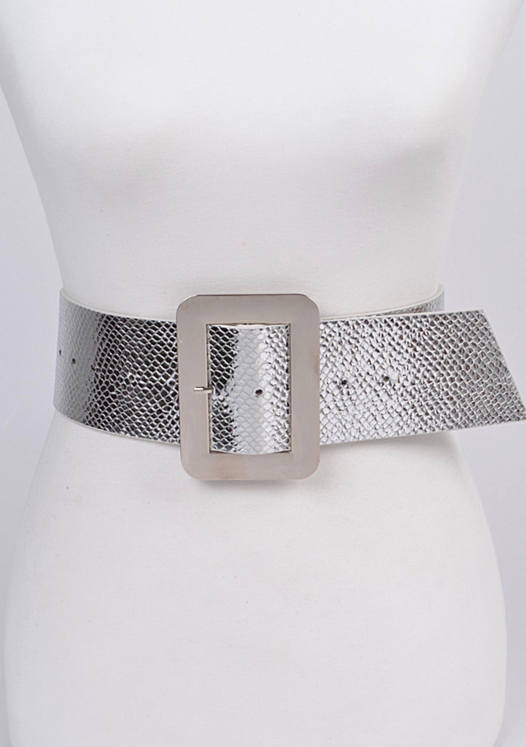 “Wendy” Silver Snakeskin Belt