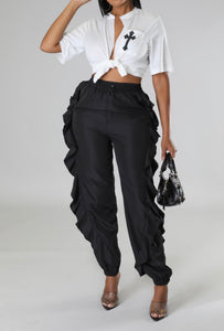 “Leya” Ruffle Jogger