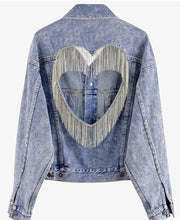 Load image into Gallery viewer, “Irene” Icy Heart Denim Jacket
