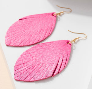 “Lizza” Leatherette Feather Earrings